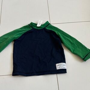 Janie and Jack Navy and Green Kids Rashguard 6/12m